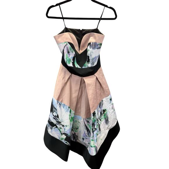 Milly Strapless Colorblock Floral Fit & Flare Dress XXS Cocktail - Picture 3 of 10